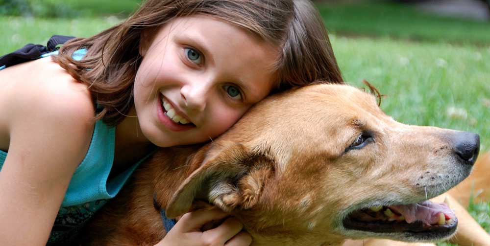 Image of dog and child