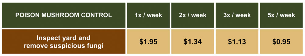 Poison mushroom control price chart Poison mushroom control price chart