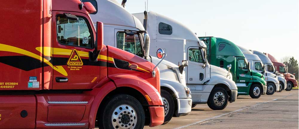 Image of a row of semi trucks