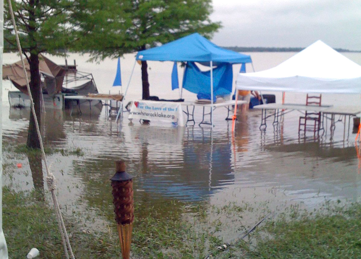 Festival booths were innundated by a freak storm