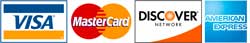 We accept Visa MasterCard and American Express