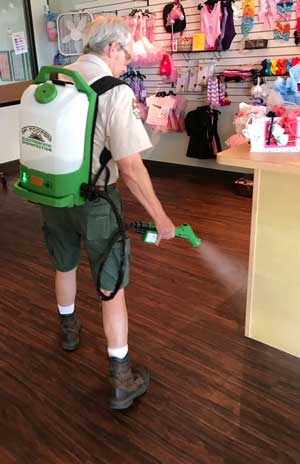 Sgt. Poopers provides electrostatic disinfection for businesses Image of our commercial electrostatic disinfection process